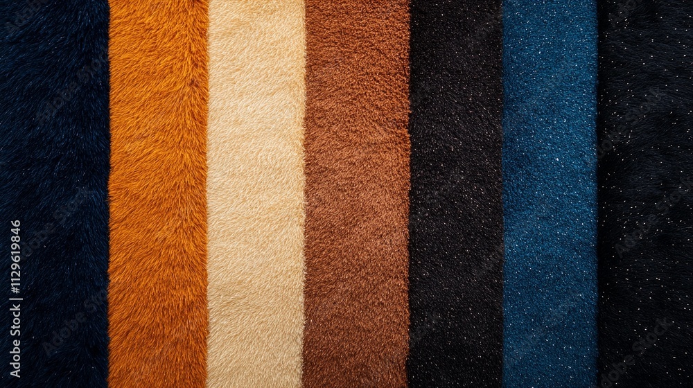 Fototapeta premium A selection of raw fur materials displayed to showcase their lifelike textures, animal prints, and suitability for design purposes.