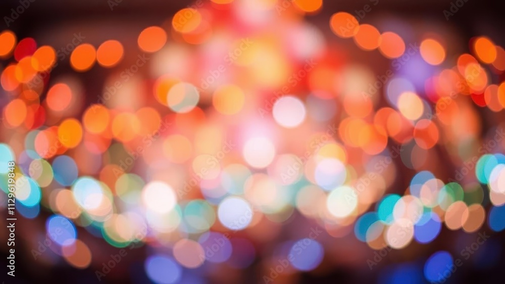 Fototapeta premium a vibrant and blurry orange bokeh background with soft focus lights, glowing, bright