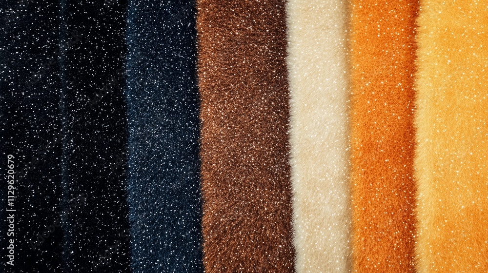 Fototapeta premium Fur swatches in various textures and designs, displayed to highlight their natural appeal and suitability for creative textile projects.