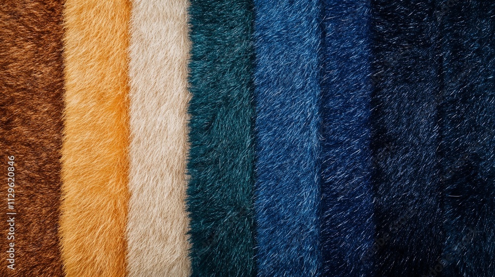 Fototapeta premium Fur swatches in various textures and designs, displayed to highlight their natural appeal and suitability for creative textile projects.
