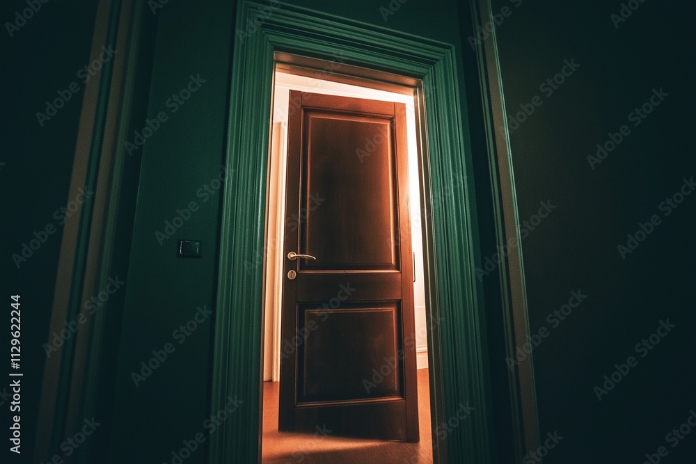 The Doorway to New Beginnings: A solitary wooden door stands ajar, revealing a soft glow emanating from the unknown, symbolizing potential, opportunity, and the promise of a new chapter. The Doorway to New Beginnings: A solitary wooden door stands ajar, revealing a soft glow emanating from the unknown, symbolizing potential, opportunity, and the promise of a new chapter.