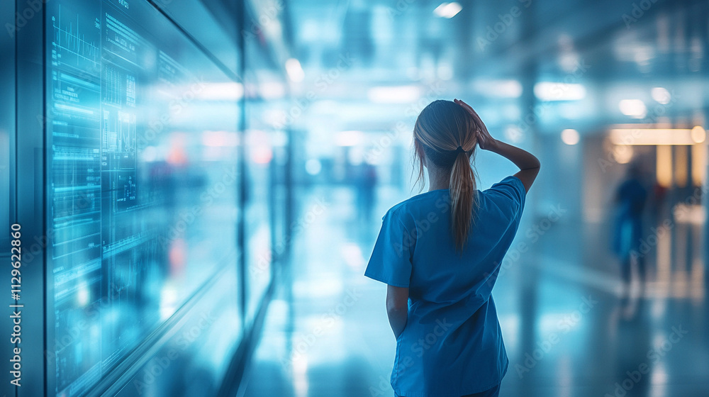 stressed doctor in blue scrubs holds his head in his hands, symbolizing the emotional burden and pressure healthcare professionals face in their demanding work environments stressed doctor in blue scrubs holds his head in his hands, symbolizing the emotional burden and pressure healthcare professionals face in their demanding work environments