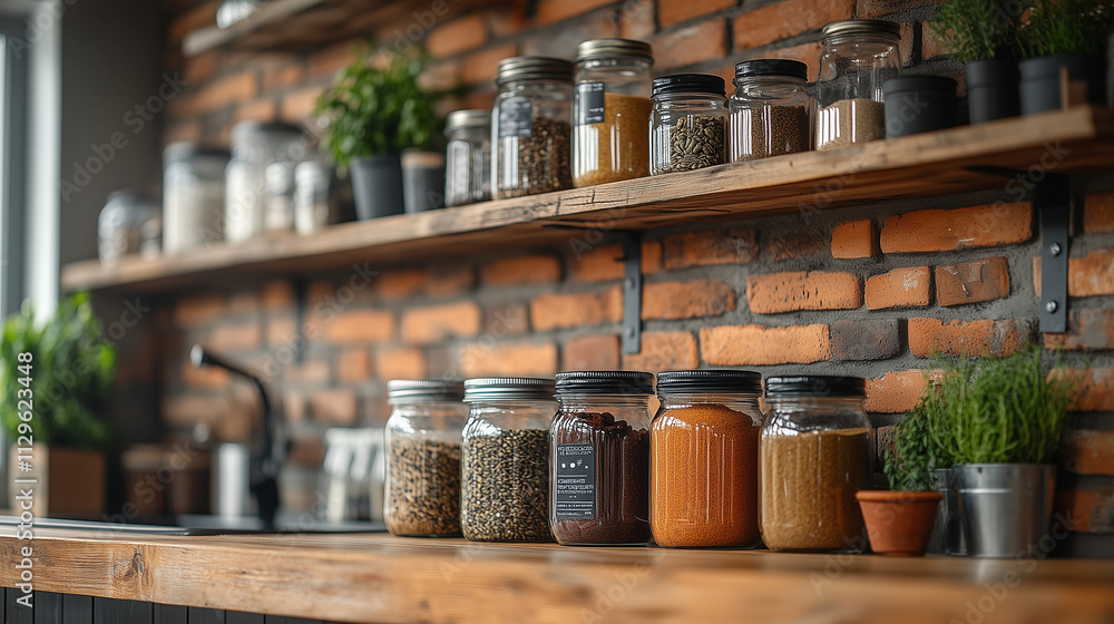 Rustic Kitchen with Brick Walls Rustic Kitchen with Brick Walls