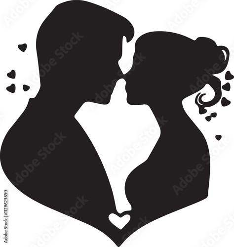 Illustration of a silhouette icon featuring a pair of earrings touching each other