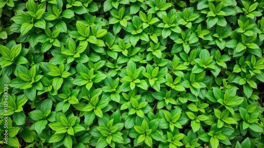 Lush green leaves creating a dense foliage texture, forest, harmony Lush green leaves creating a dense foliage texture, forest, harmony