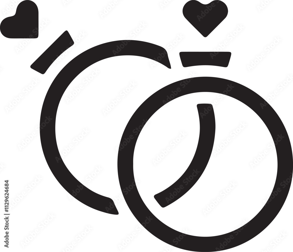Illustration of a silhouette icon featuring two love rings Illustration of a silhouette icon featuring two love rings