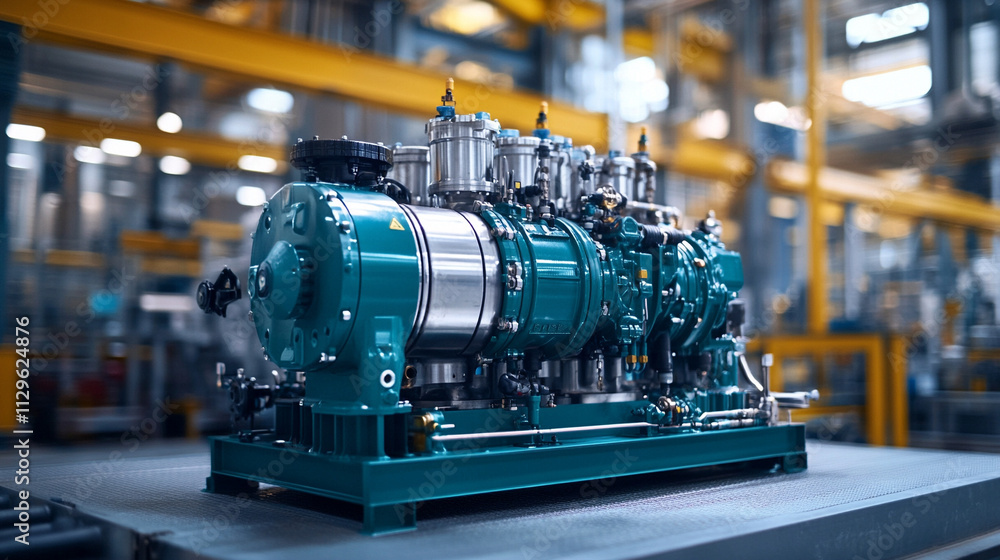 large industrial air compressor system operating in a modern manufacturing facility showcasing powerful equipment in a factory production setting bright white gold silver tone background large industrial air compressor system operating in a modern manufacturing facility showcasing powerful equipment in a factory production setting bright white gold silver tone background