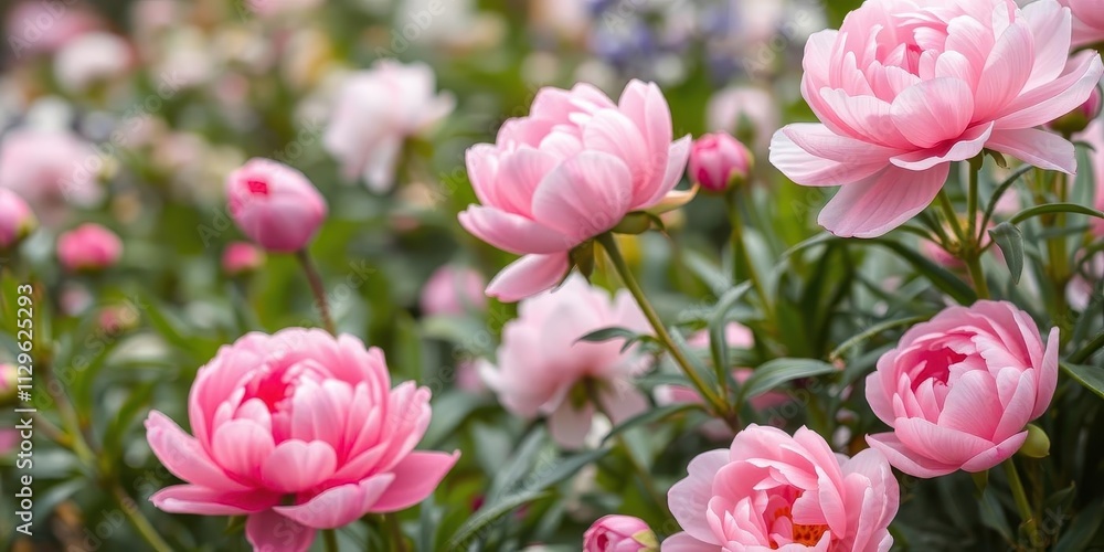 Pink peony flower background with soft and delicate petals in full bloom, romantic, vibrant Pink peony flower background with soft and delicate petals in full bloom, romantic, vibrant