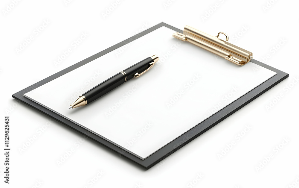 Clipboard with a blank sheet of paper, isolated on white background, clipping path,, AI Generated