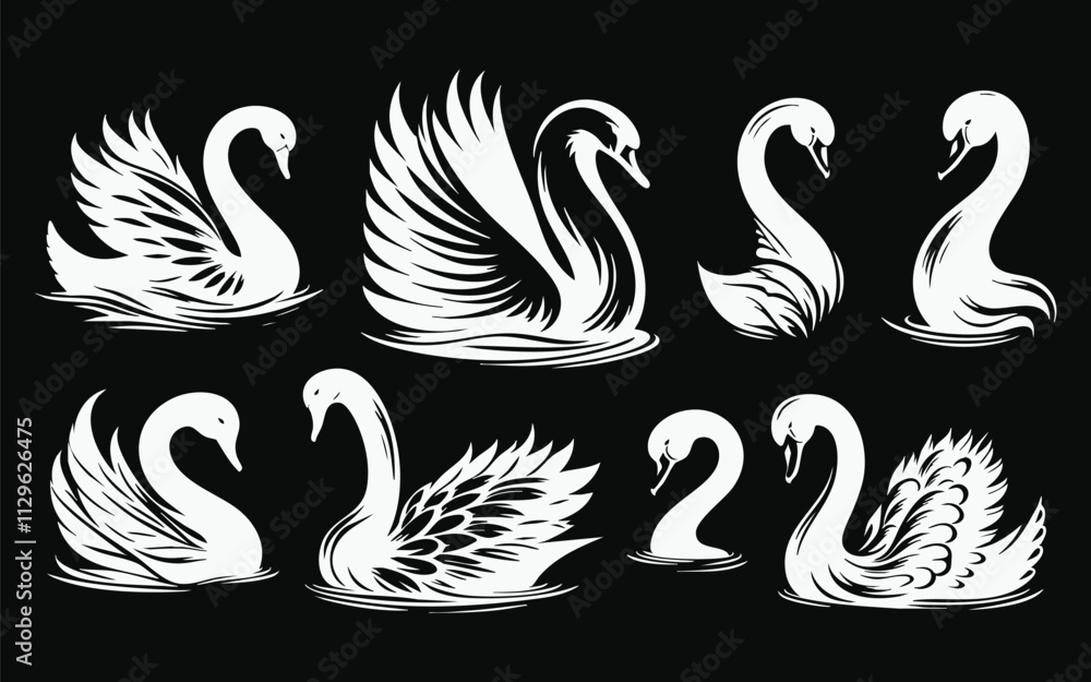 Obraz premium Flying Swan Vector Art for Wildlife Illustrations 