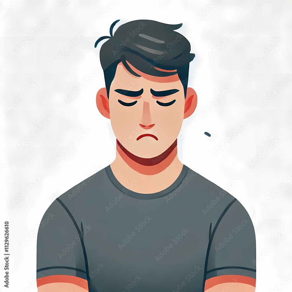 Flat Style Depressed Man Illustration on White Background Flat Style Depressed Man Illustration on White Background