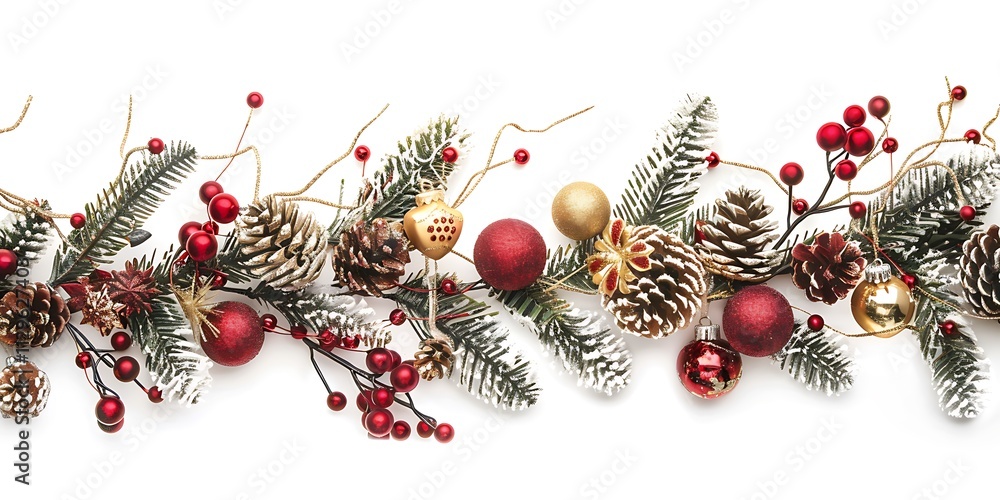 Elegant Christmas Frame of Spruce Branches, Red and Gold Christmas Decorations, Creating a Festive Border for Holiday Greetings, Full of Seasonal Warmth and Cheer Elegant Christmas Frame of Spruce Branches, Red and Gold Christmas Decorations, Creating a Festive Border for Holiday Greetings, Full of Seasonal Warmth and Cheer