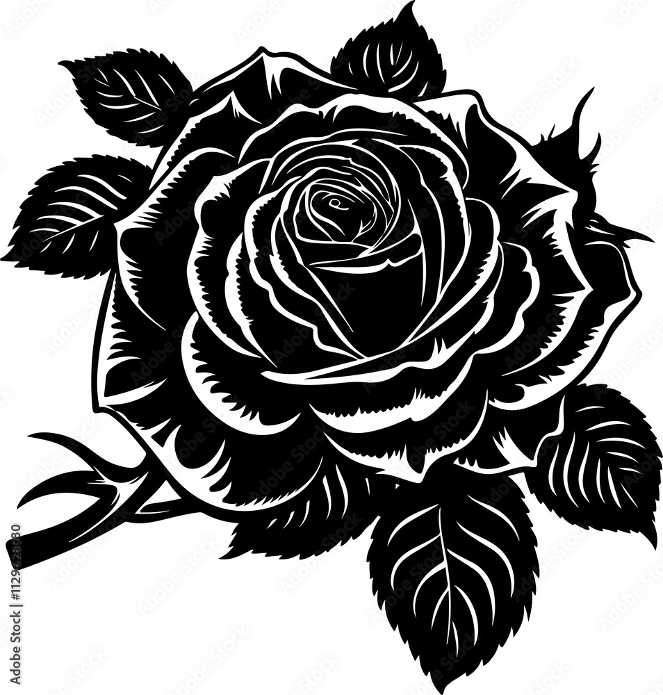 Black and White Rose Illustration Black and White Rose Illustration