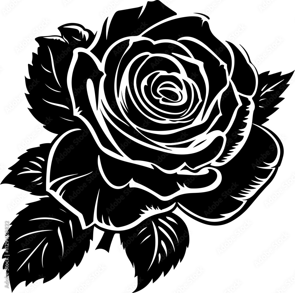 Black and White Rose Illustration Black and White Rose Illustration