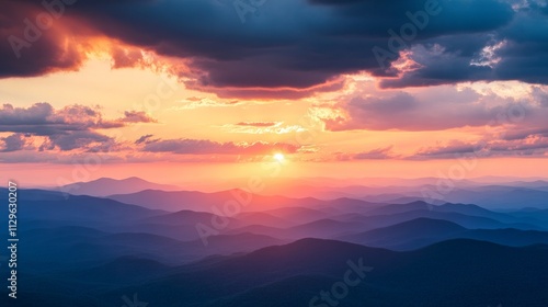 A pilot’s view of the Blue Ridge Mountains at sunset.