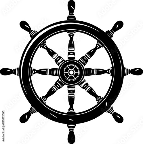 illustration of a ship's steering wheel