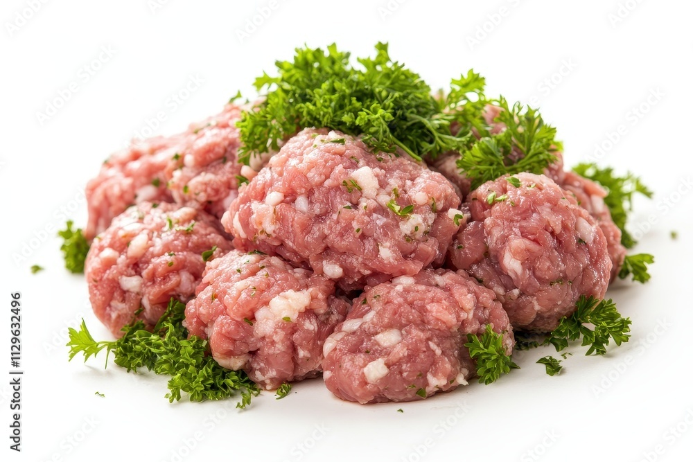 ground meat pork beef blended meat cutout on white background deep focus ground meat pork beef blended meat cutout on white background deep focus