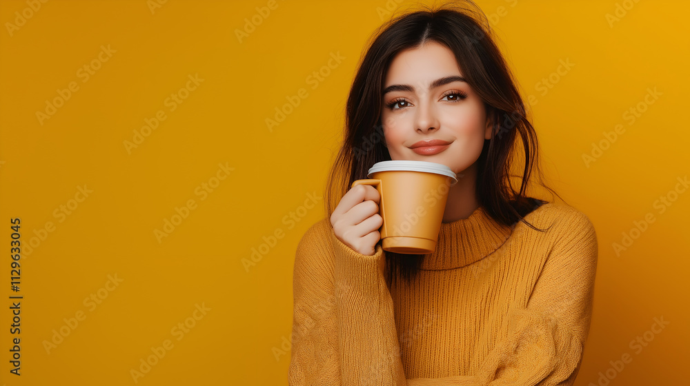 Beautiful Woman with cup of Coffee. Beautiful Young Woman drinking hot Coffee Beautiful Woman with cup of Coffee. Beautiful Young Woman drinking hot Coffee