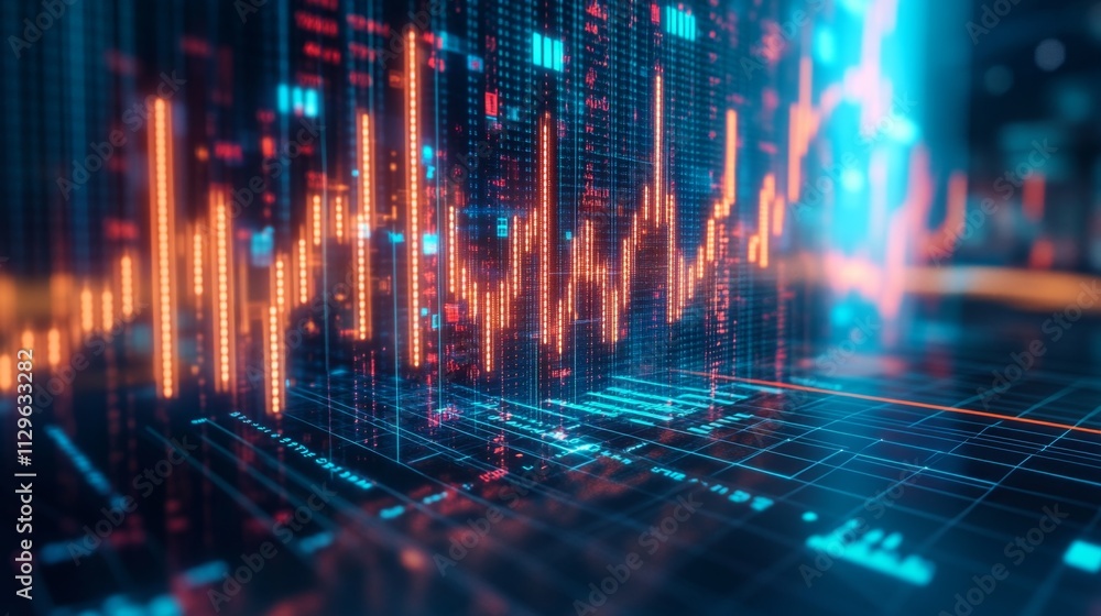 Fototapeta premium Dynamic data visualization in technology sector digital graphs high-tech environment futuristic viewpoint conceptual innovation