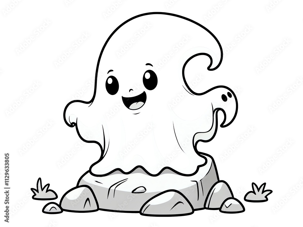 Adorable Happy Halloween Ghost Illustration Adorable Happy Halloween Ghost Illustration