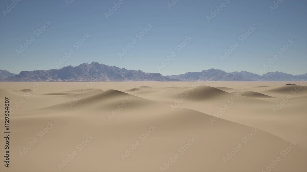 A breathtaking desert landscape with majestic mountains in the distance A breathtaking desert landscape with majestic mountains in the distance