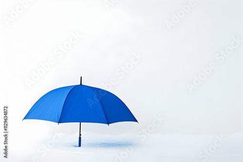 Elegant blue umbrella placed on a pristine white backdrop, AI Generated