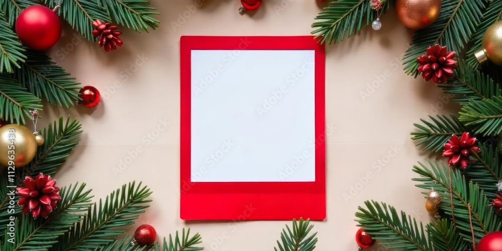 Festive Christmas Frame with Empty Space for Design Festive Christmas Frame with Empty Space for Design