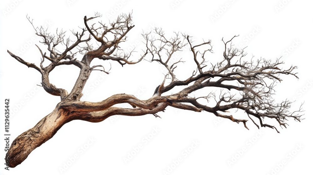 A dried tree branch showcased on a white background.
A dried tree branch showcased on a white background.