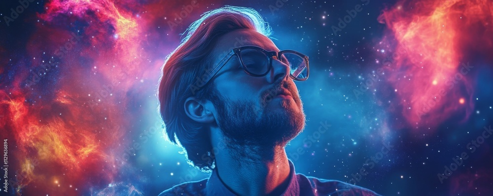 Portrait with cosmic background, Portrait with cosmic background,
