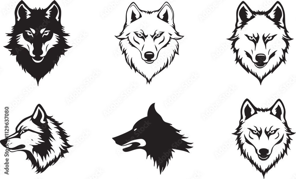 Fototapeta premium Black and White Wolf Silhouette for Elegant Branding 
