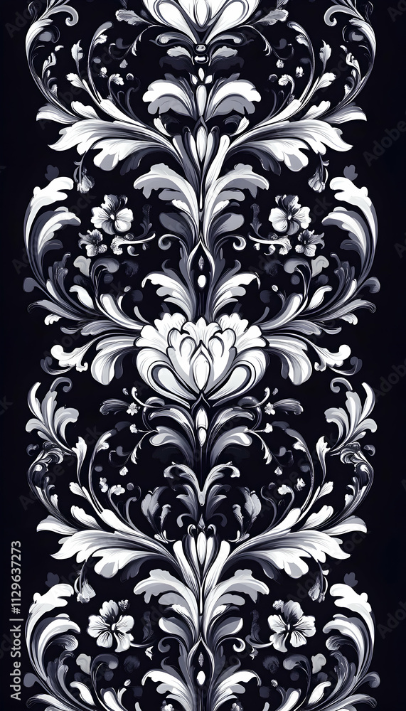 A decorative vector damask seamless pattern background with intricate floral baroque designs for luxurious applications. - A decorative vector damask seamless pattern background with intricate floral baroque designs for luxurious applications. -