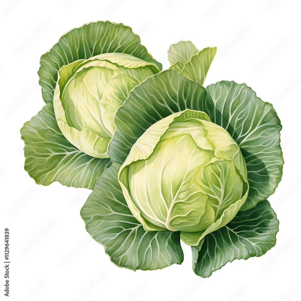 Obraz premium Three green cabbages forming a delicious and healthy group