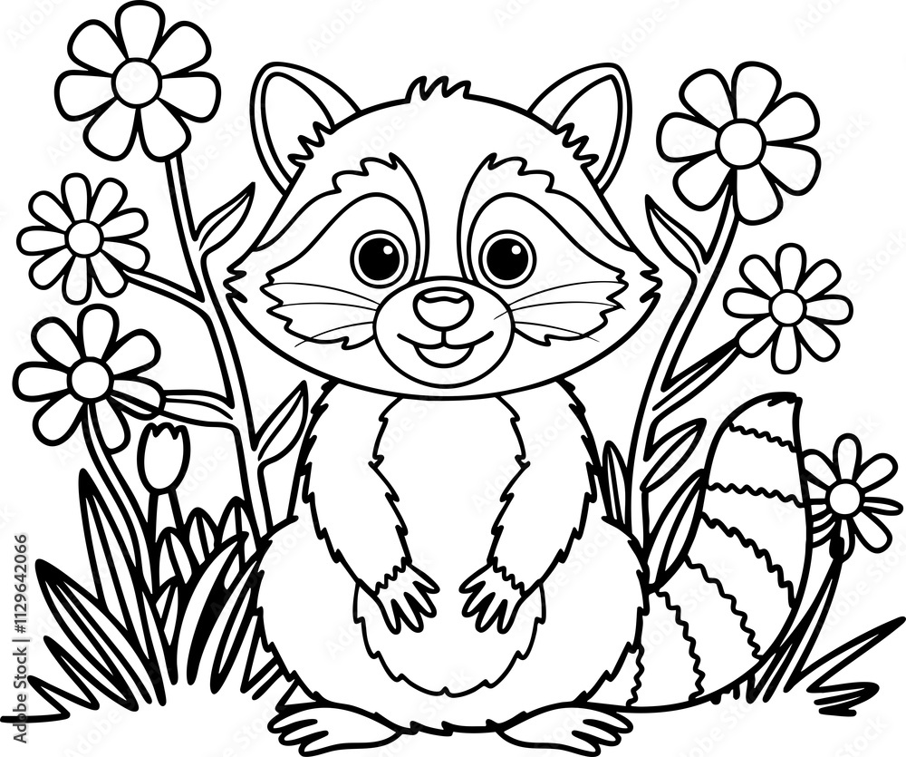 Obraz premium Adorable Baby Animals Coloring Page for Kids – Fun and Educational Activity, Creative Coloring Page, Playful Designs