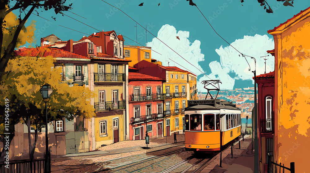 Obraz premium Lisbon, portugal. Chronicle. Illustration