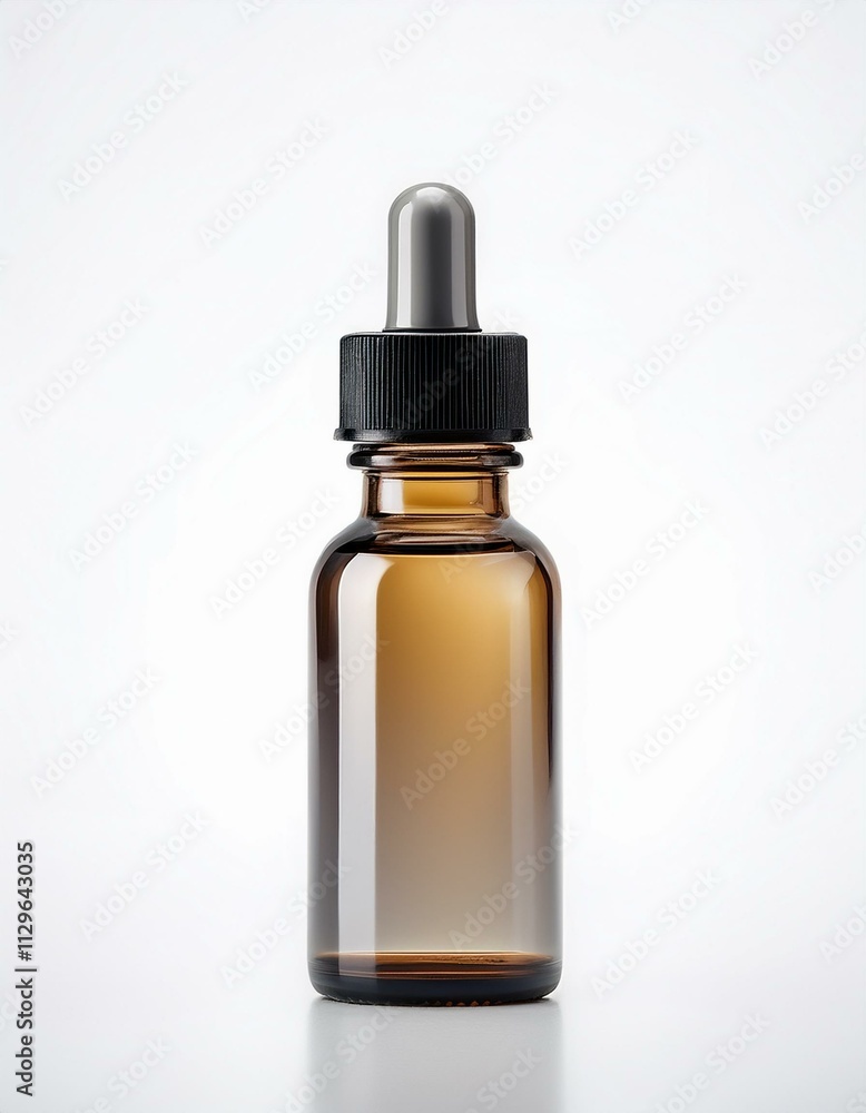 Amber glass bottle with a dropper. Amber glass bottle with a dropper.