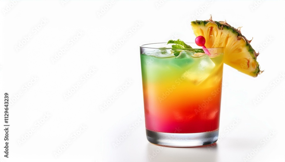 Refreshing layered cocktail with pineapple garnish. Refreshing layered cocktail with pineapple garnish.