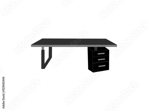 Desk, Table, laptop illustration. Programmers workspace, custom vector graphic.Home Office Flat & Line Icon.Square Button with Office Desk.Circular Table Icon on Flat Color Circle Buttons.Office Desk 