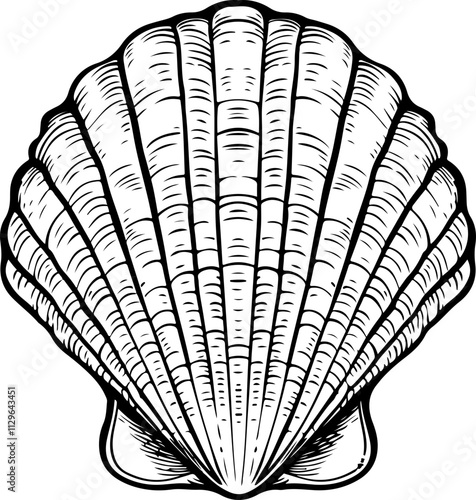 Hand-Drawn Scallop Shell Illustration