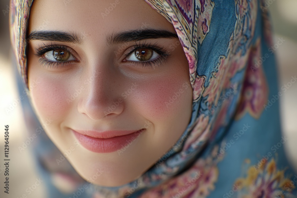 Close up of muslim woman portrait smiling Close up of muslim woman portrait smiling