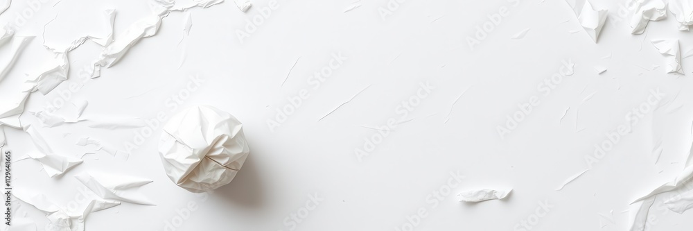 Crumpled white paper with deep wrinkles and folds, texture, torn Crumpled white paper with deep wrinkles and folds, texture, torn