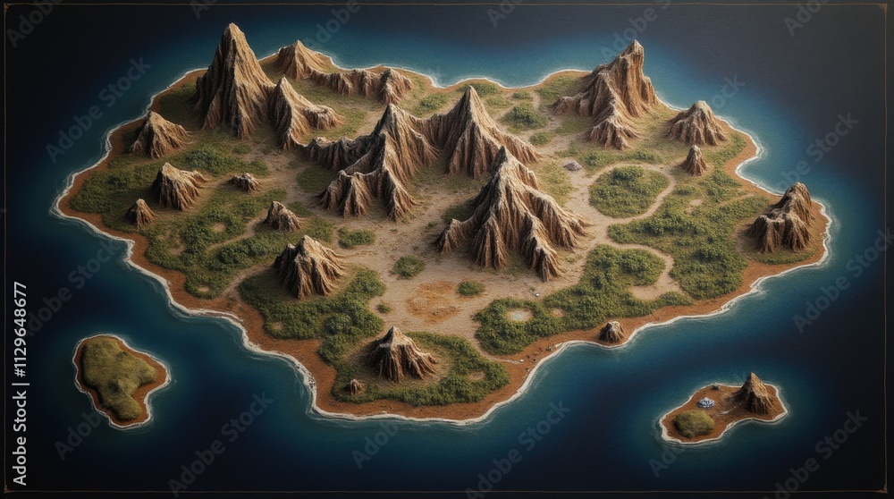 Obraz premium Hand-drawn Map of a Fictional Island