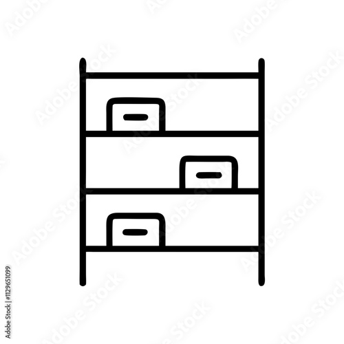 Simple archive shelving icon with boxes, minimalistic design on a white background
