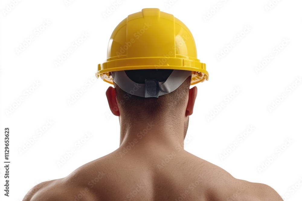 Male civil engineer body part with yellow safety helmet isolated over white background Male civil engineer body part with yellow safety helmet isolated over white background