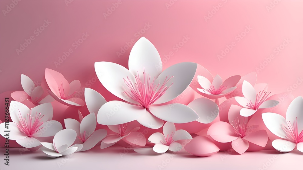 A minimalist and calm 3D Azalea abstract design representing the freshness of spring. A minimalist and calm 3D Azalea abstract design representing the freshness of spring.