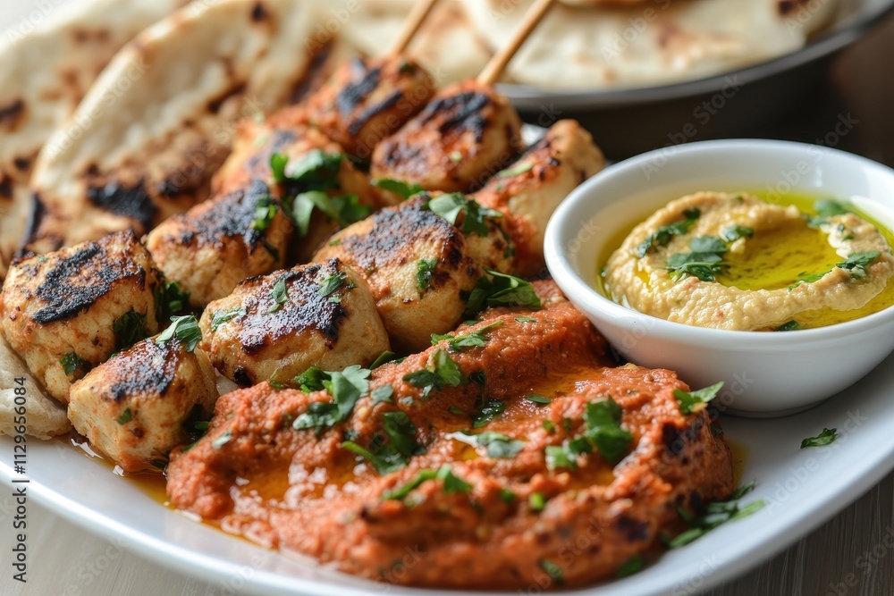 Pita with roasted pepper dip Nutritious snack Pita with roasted pepper dip Nutritious snack