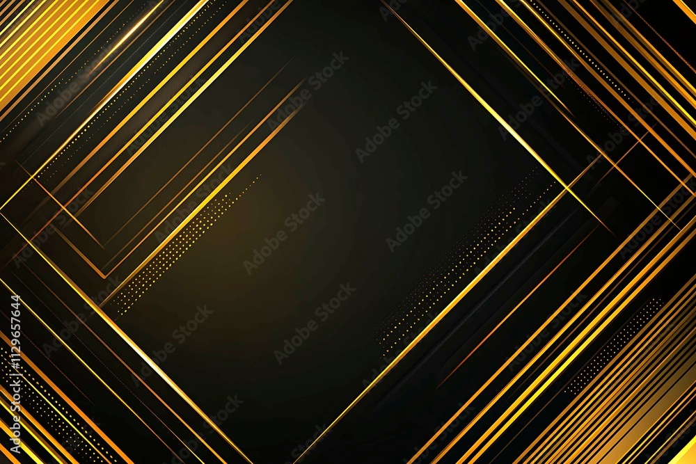 Abstract dark geometric background featuring glowing golden lines and sparkles, creating a modern, futuristic, and elegant design.