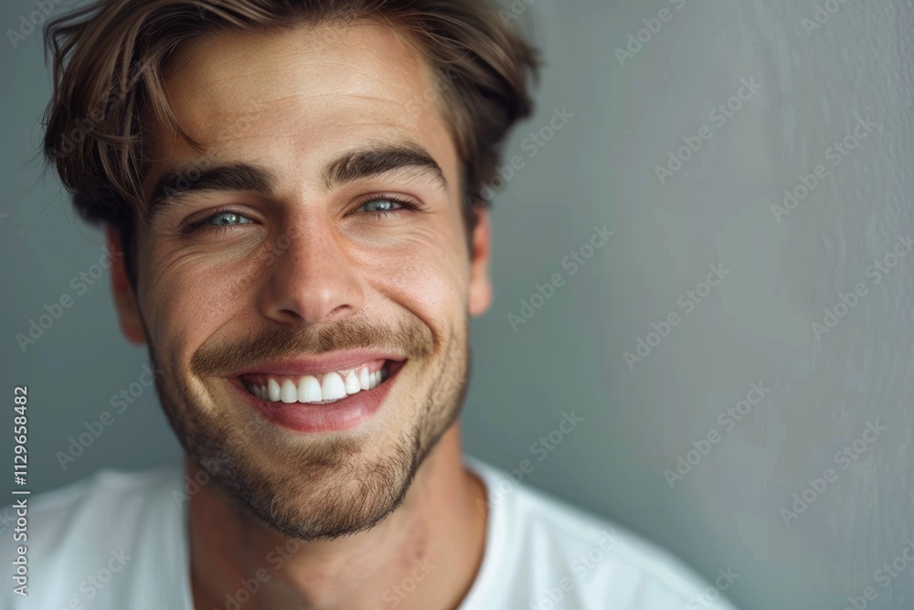 Smiling young Caucasian man in horizontal portrait with copy space. Smiling young Caucasian man in horizontal portrait with copy space.