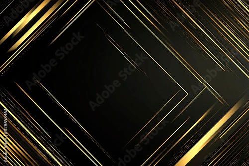 Abstract dark geometric background featuring glowing golden lines and sparkles, creating a modern, futuristic, and elegant design.