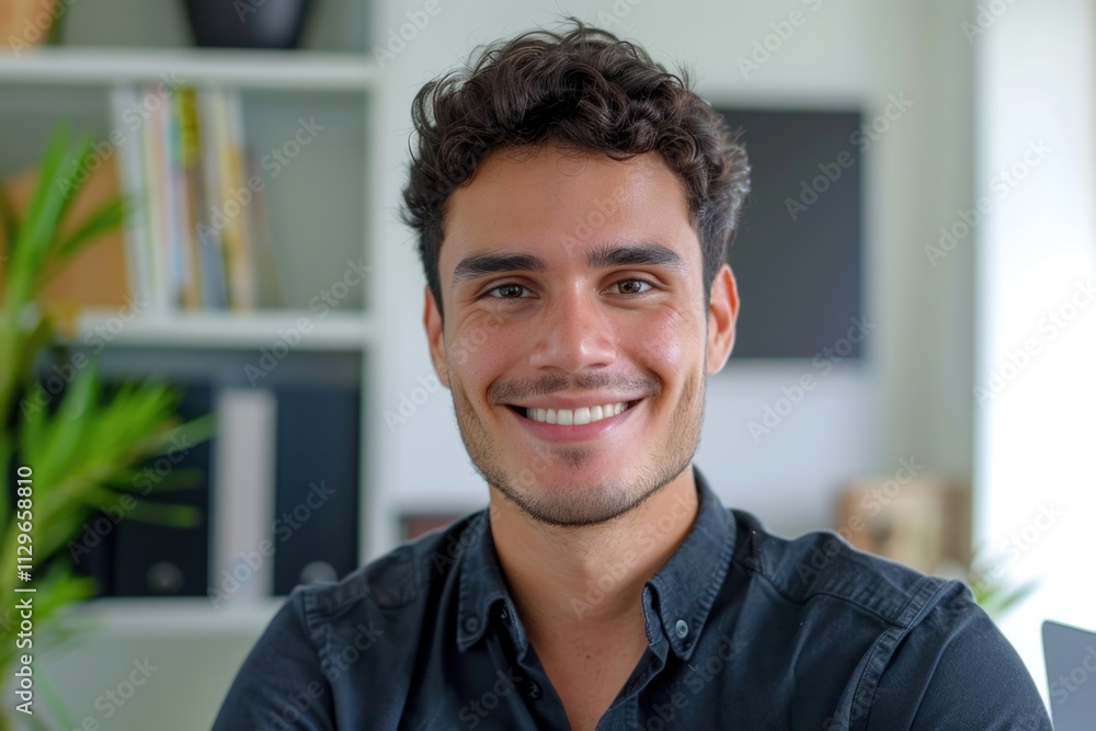 Happy young businessman in office headshot portrait. Happy young businessman in office headshot portrait.