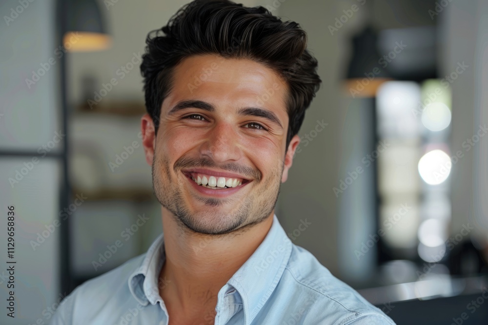 Happy young businessman in office headshot portrait. Happy young businessman in office headshot portrait.